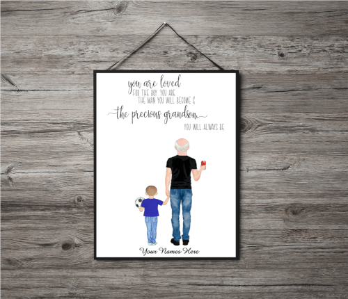 Grandson & Granddad Print, Custom Granddad and Grandson Picture - Click Image to Close